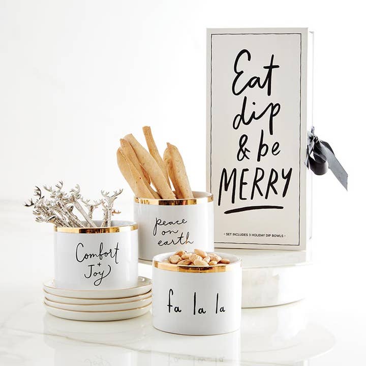 Santa Barbara Design Studio by Creative Brands - Wholesale Condiment/Dip Bowl - Gold Holiday Dip Bowls Book Box - Eat, Dip & Be Merry6