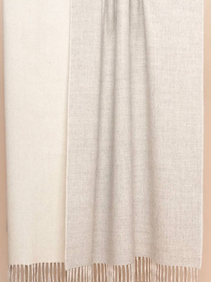 Reversible Baby Alpaca throw with twisted Fringe for wholesale by thread+butter