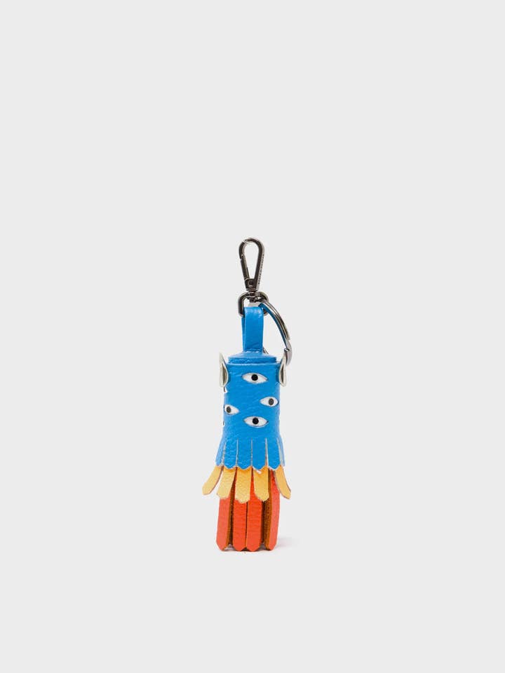 markets - Oliver The Ox Charm - Blue and Orange Leather Keychain for wholesale by Min & Mon