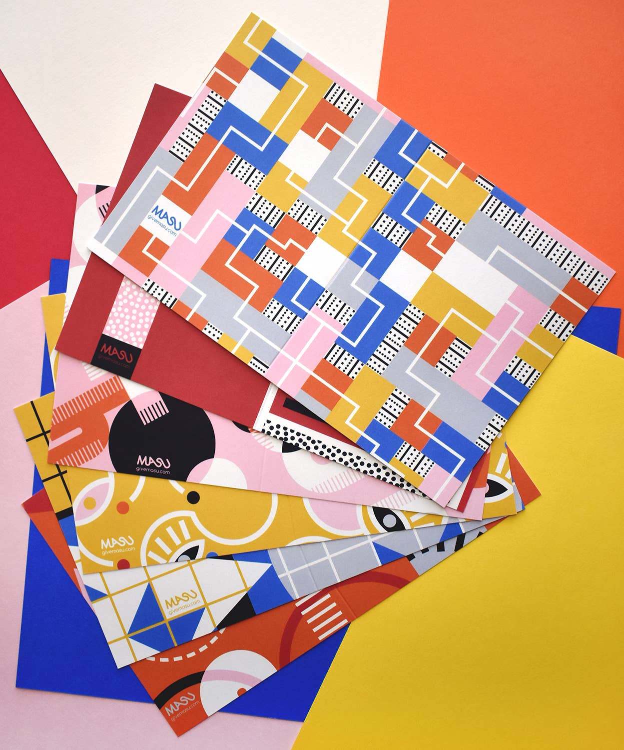 MASU - Wholesale Stationery/Notecard Set - Bauhaus Inspired Recycled Everyday Note Card #2 | Set of 62