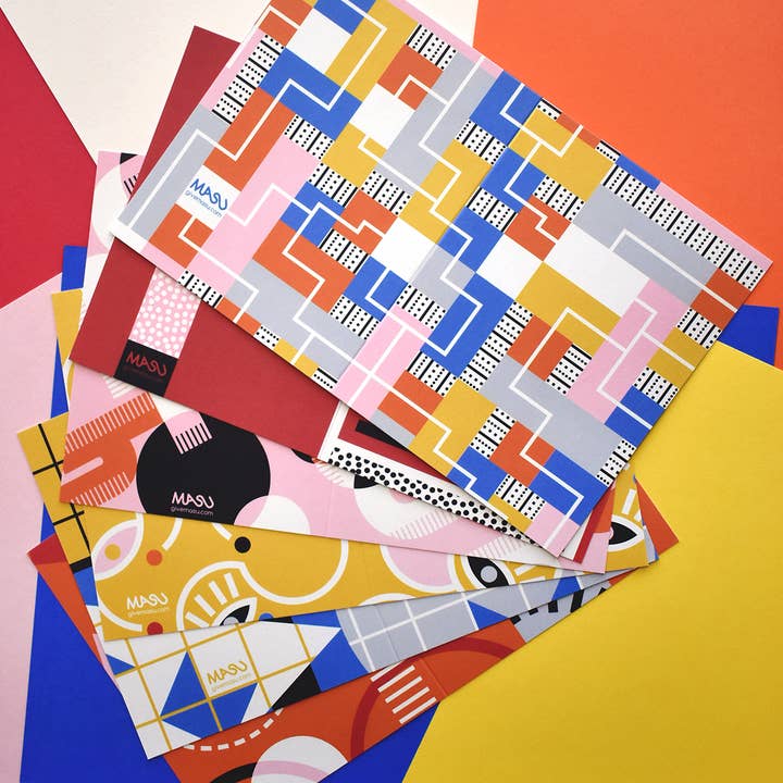 MASU - Wholesale Stationery/Notecard Set - Bauhaus Inspired Recycled Everyday Note Card #2 | Set of 62