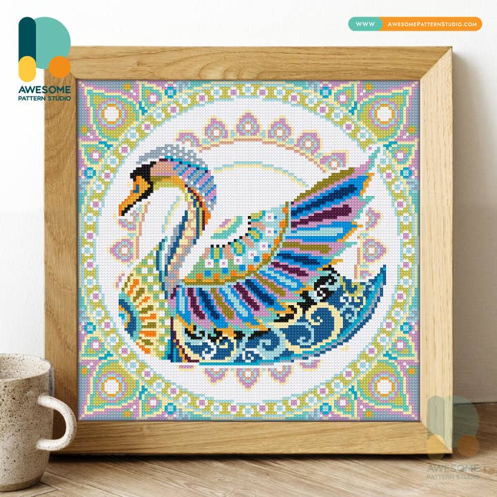 DS304-120x120 Mandala Svane, Diamantmalersæt for engroshandel hos Awesome Pattern Studio