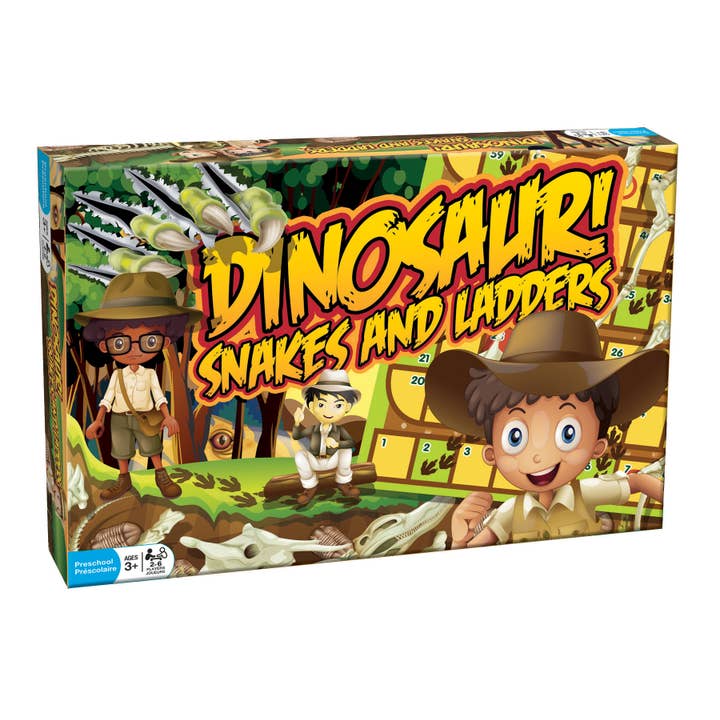 Outset Games and Cobble Hill Puzzles - Wholesale Board Game - Dinosaur Snakes and Ladders Board Game