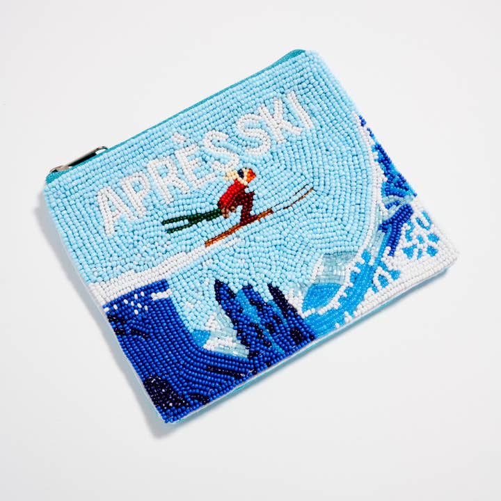 MT Apres Ski Mountain Zipper Coin Pouch – Winter Ski Beaded Pouch for wholesale on Faire3