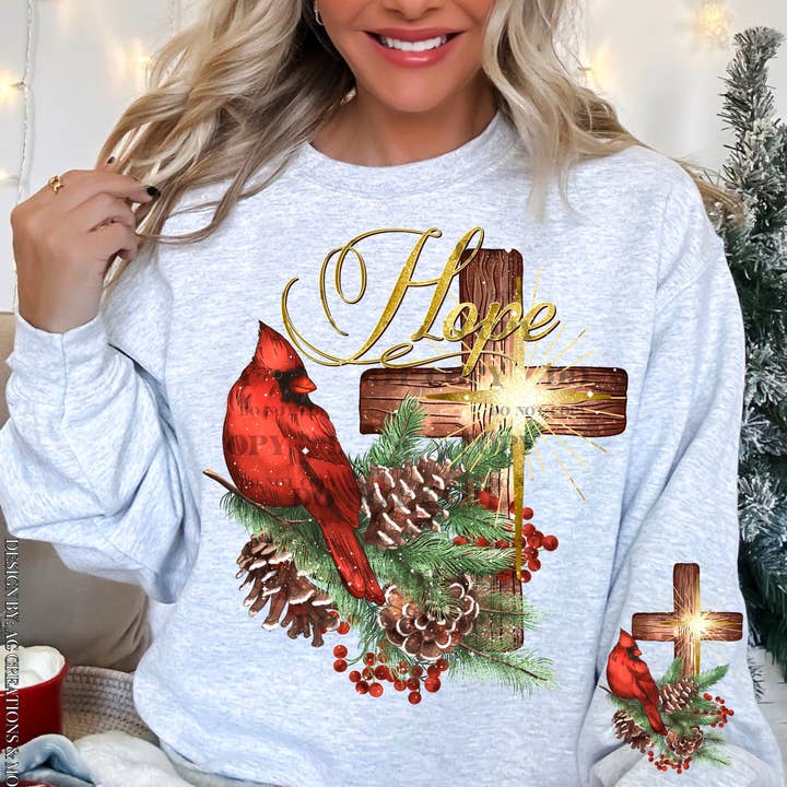 Hope Cross DTF Transfer | Jesus Christmas DTF Transfer | Ready to Press | High Quality DTF Transfers | Fast Shipping for wholesale by Red Dirt Transfers