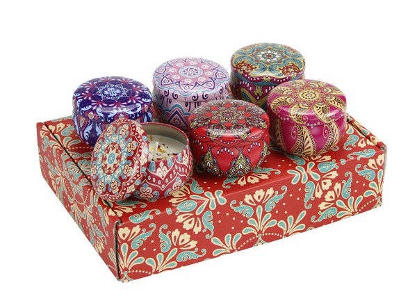 JOSSLYN by wall to wall - Wholesale Travel Candles - CANDLE NATURAL SOY AROMATHERAPY CHRISTMA 6PC SET | 90C1011