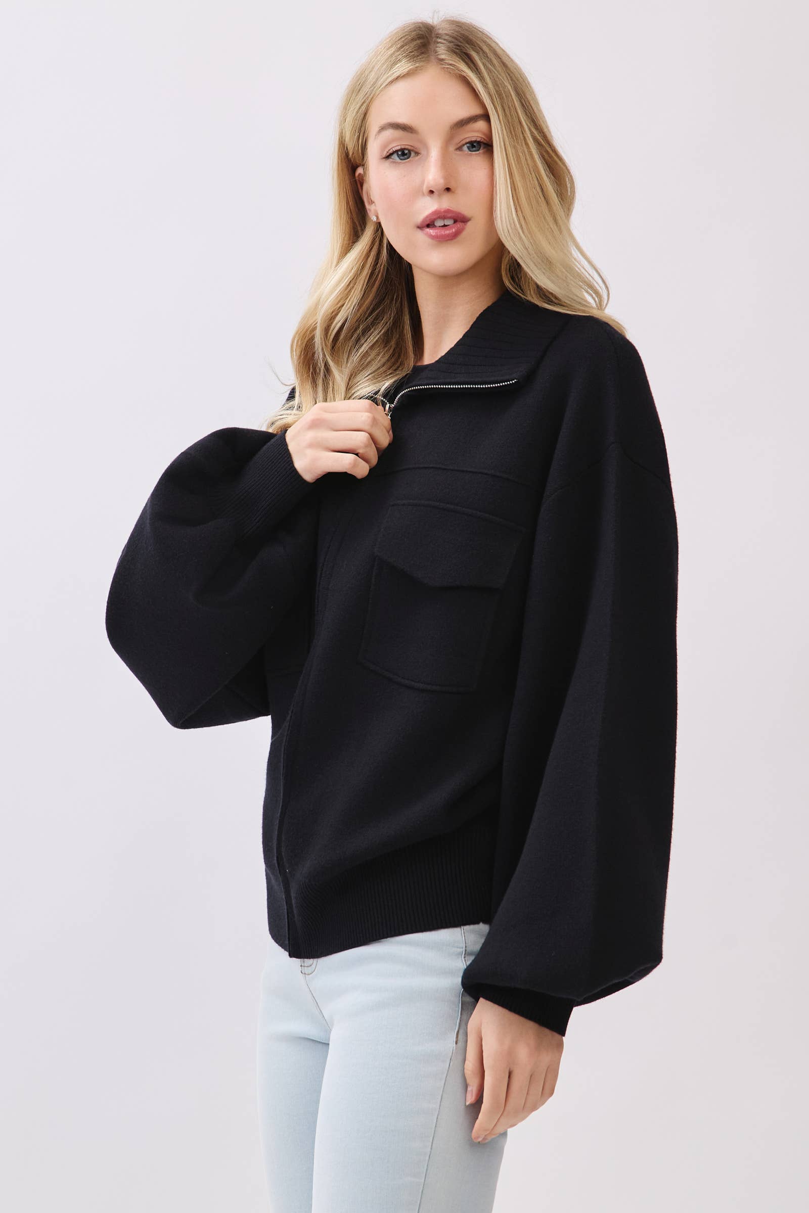 Calista - Wholesale Bomber Jacket - Women's - SWEATER BOMBER JACKET - VW61332