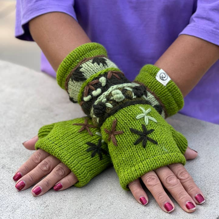 Lungta Imports - Wholesale Gloves - Women's - Woolen Hand Knit Fingerless Fleece Lined Gloves, Hand Warmer44