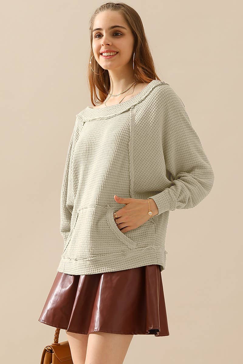 NINEXIS - Wholesale Knit Top - Women's - CWTTL723-P-M_BOAT NECK POCKETED PULLOVER SWEATER KNIT TOP7