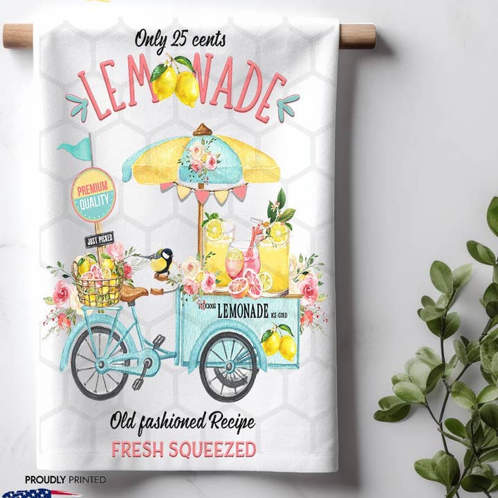 Asciugamano da cucina Old Fashioned Bicylce Lemonade Stand per la vendita all'ingrosso da parte di ADDLE iNK