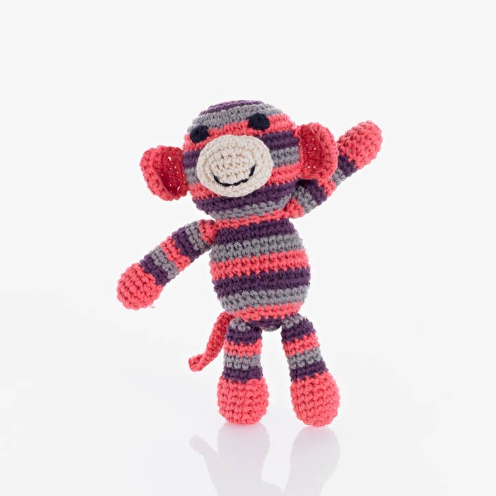 Storytelling Products by Mark Hachmann Consulthink UG - Wholesale Handheld Rattle - Baby - Crochet rattle monkey - coral