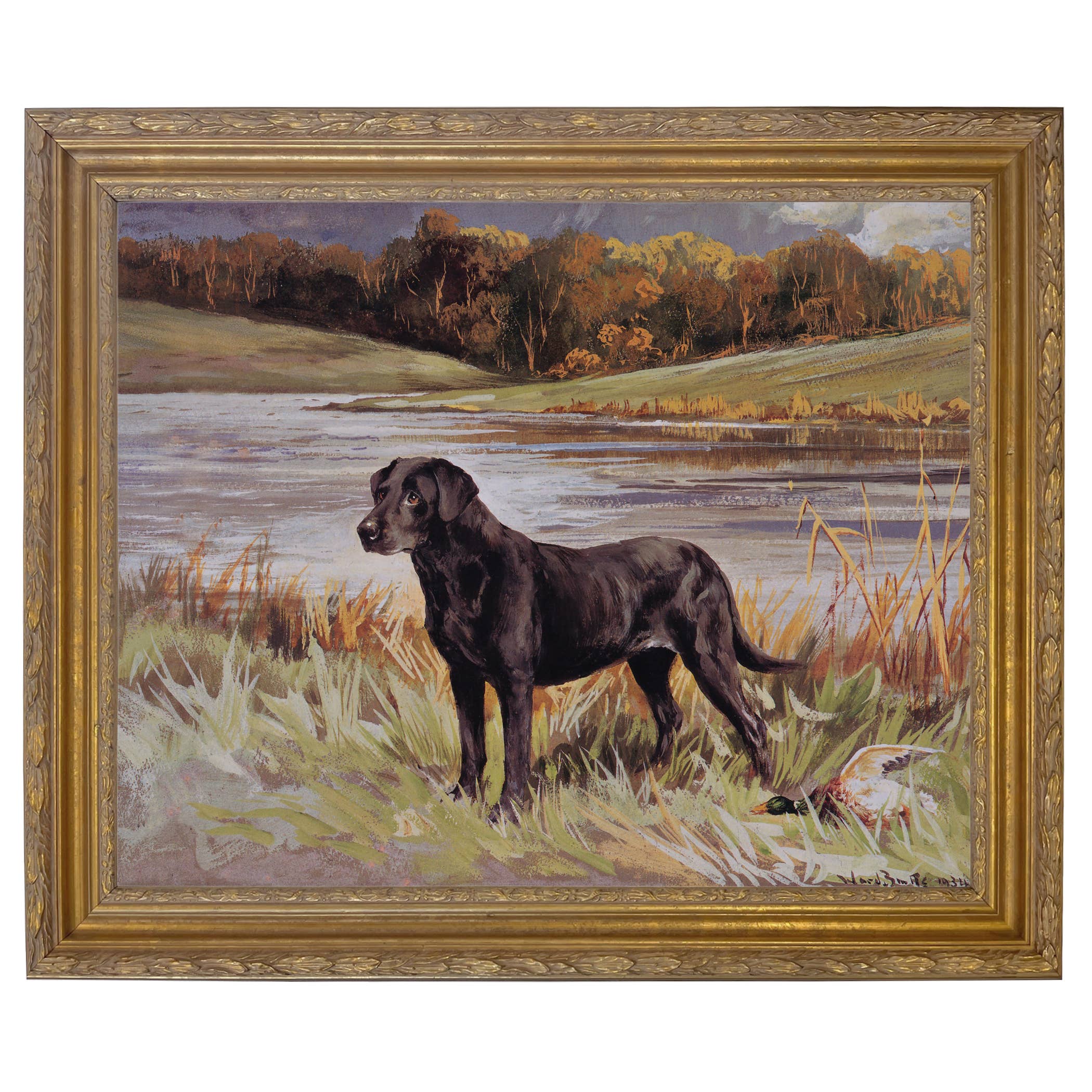 Madison Bay Co. - Historical Home Decor Reproductions - Wholesale Art Print - Labrador Retriever with Duck Framed Painting Print on Canvas73