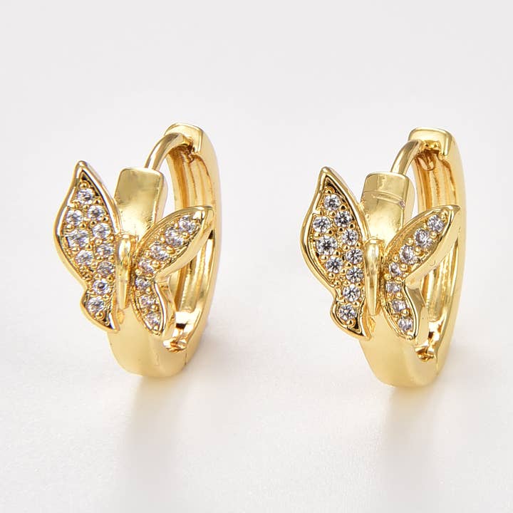 1 pair Butterfly Huggie Hoop Earrings, Gift for Women, ER231 for wholesale by Beads Creation