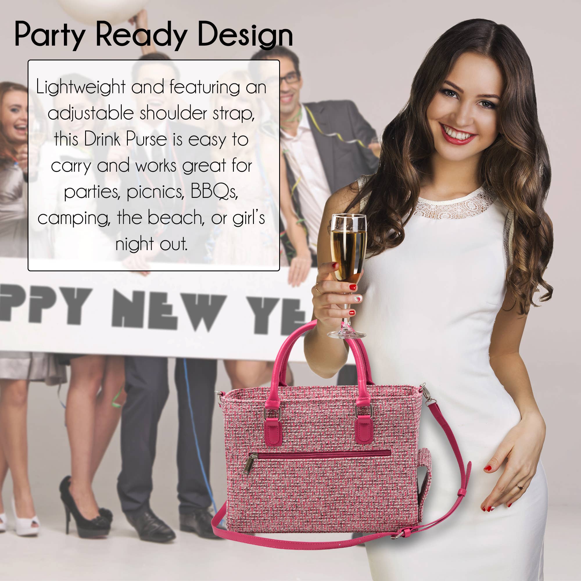 Primeware Inc. - Wholesale Wine Tote - Drink Purse | Wine Purse Tweed Design7