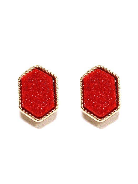 MiMi Wholesale - Wholesale Stud/Post Earrings - VE2334 Peggy Druzy Hexagon Post Earrings8