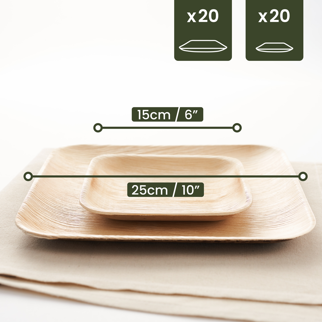 Häago - Wholesale Disposable Plate - 40 Recyclable Palm Leaf Plates Set4