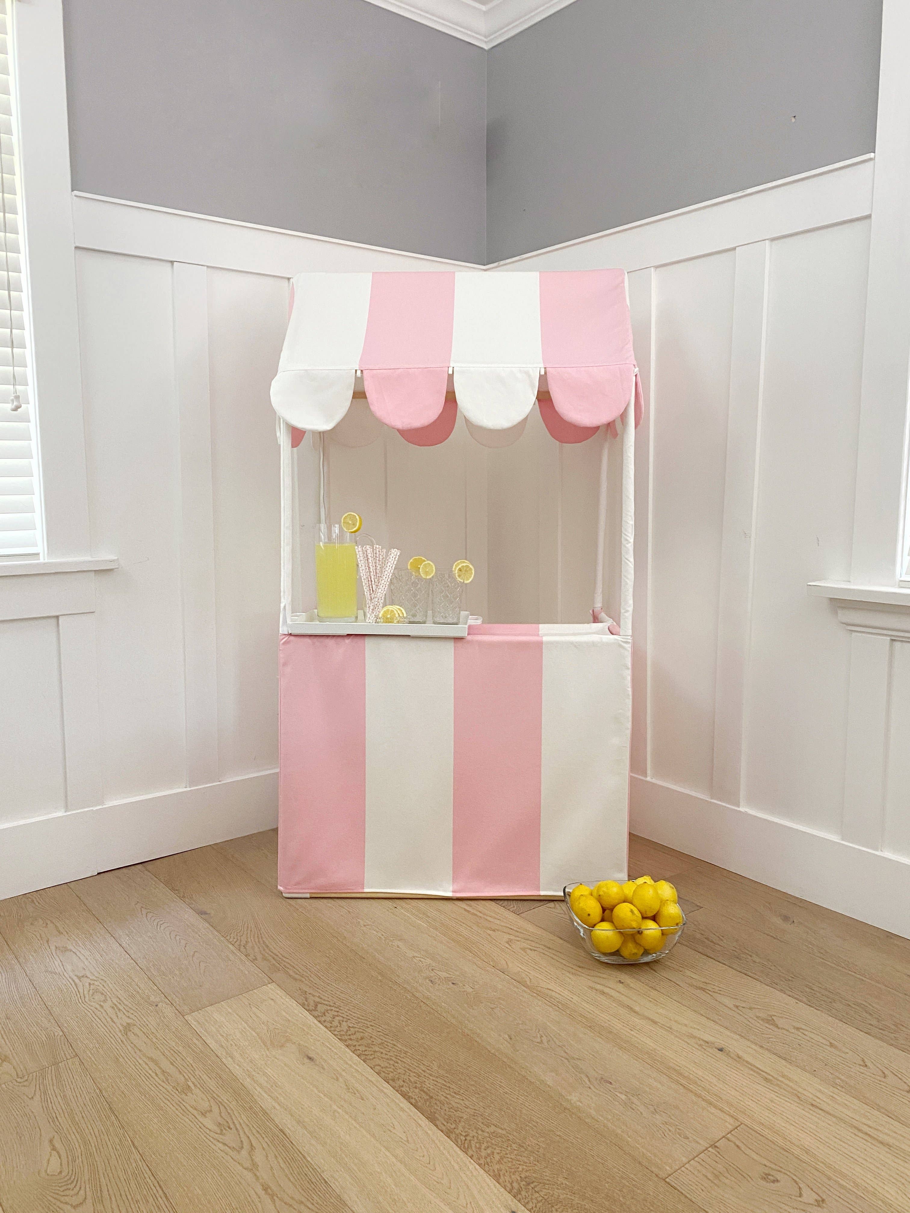 Domestic Objects - Wholesale Tent - Kids - The Market Stand Play Tent in Pink & White Cotton Canvas15