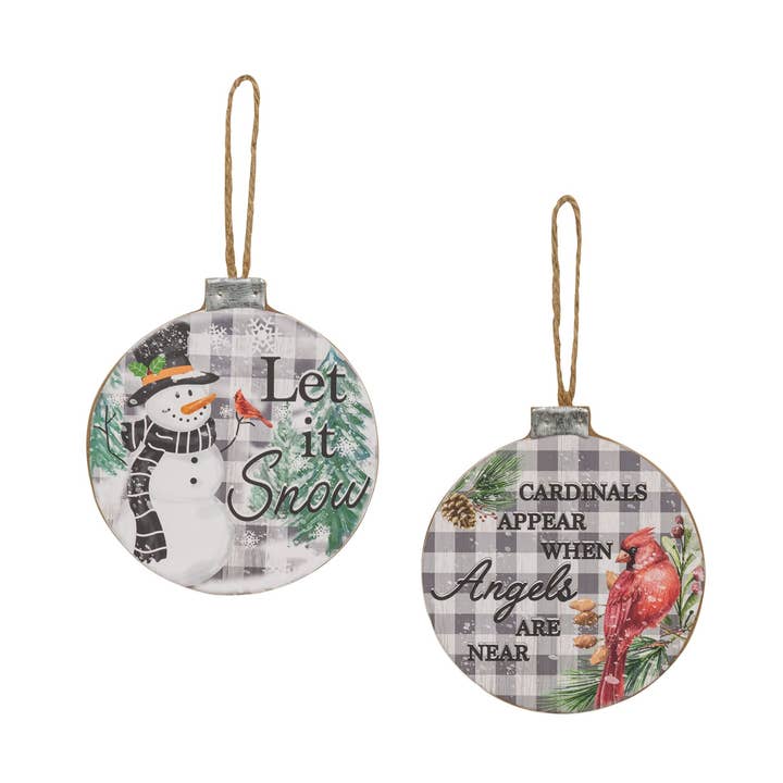 Ornamento de madeira xadrez de búfalo inverno 2 Asstd por atacado de Bright Ideas