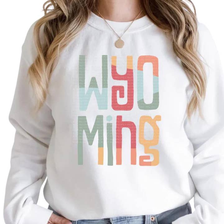 Wyoming Sweatshirt - Retro Colored for wholesale by Farmtown Printing Company