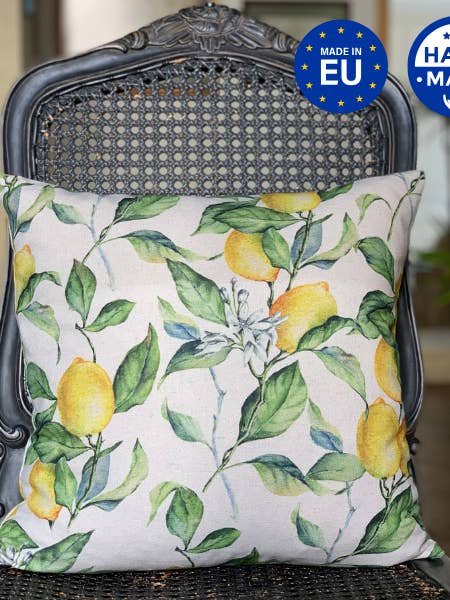 Federa 45x45cm, 90% cotone, 10% lino | Lemon Linen per la vendita all'ingrosso da parte di Hortensias Home