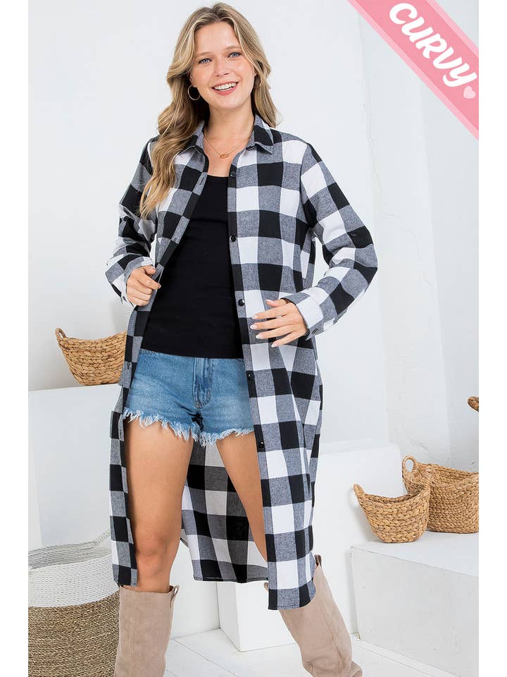 Sweet Lovely by Jen - Wholesale Button Down Shirt - Women's - SW2012PL PLAID BUTTON UP LONG SHIRT21