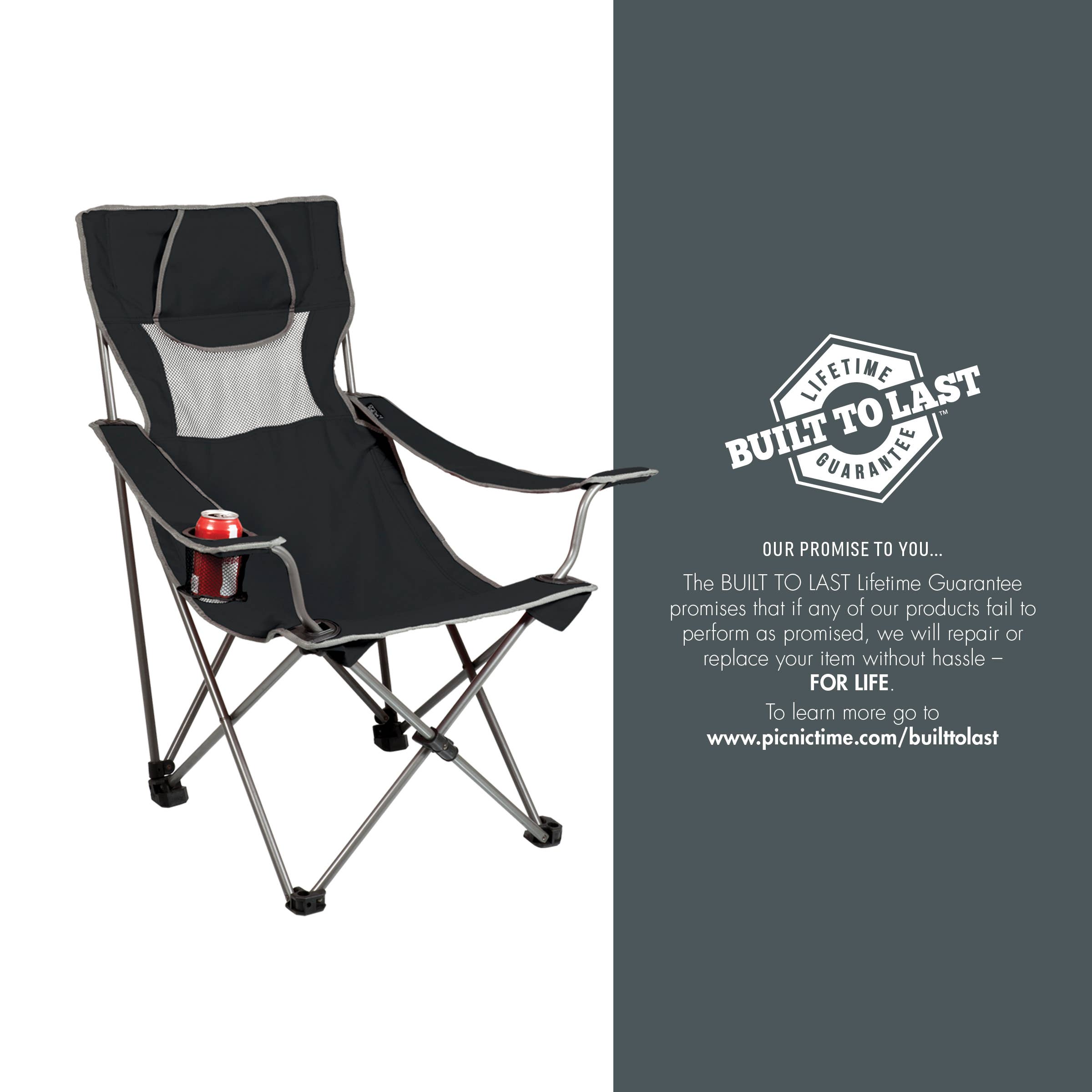 Black with Gray Accents Ole Miss Rebels Campsite Camp Chair for wholesale on Faire3