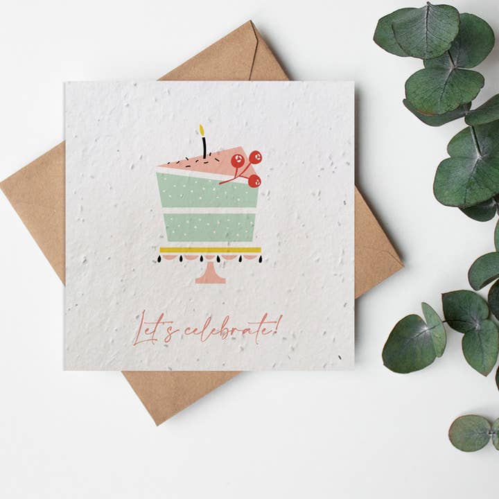 Biglietto di auguri SQ Seed Paper — Pastels — Let's Celebrate per la vendita all'ingrosso da parte di Little Green Paper Shop