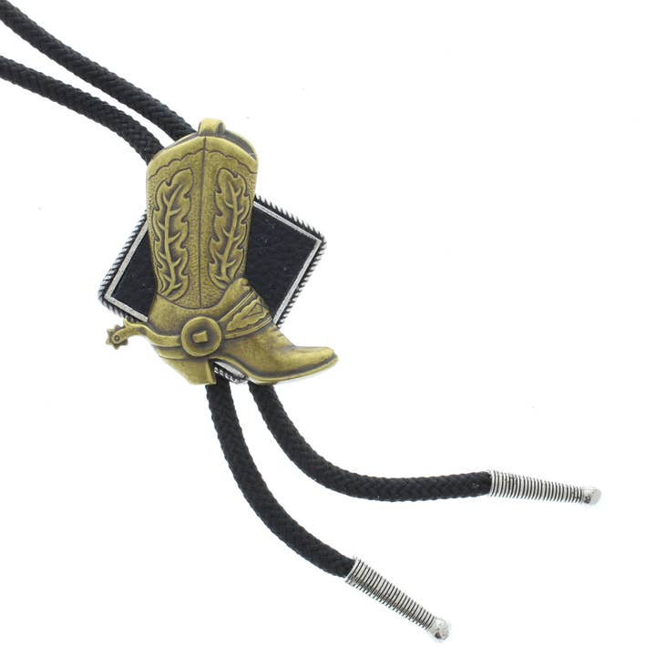 Boot BOLO Tie, brass plated, made in USA for wholesale by HHH Designs