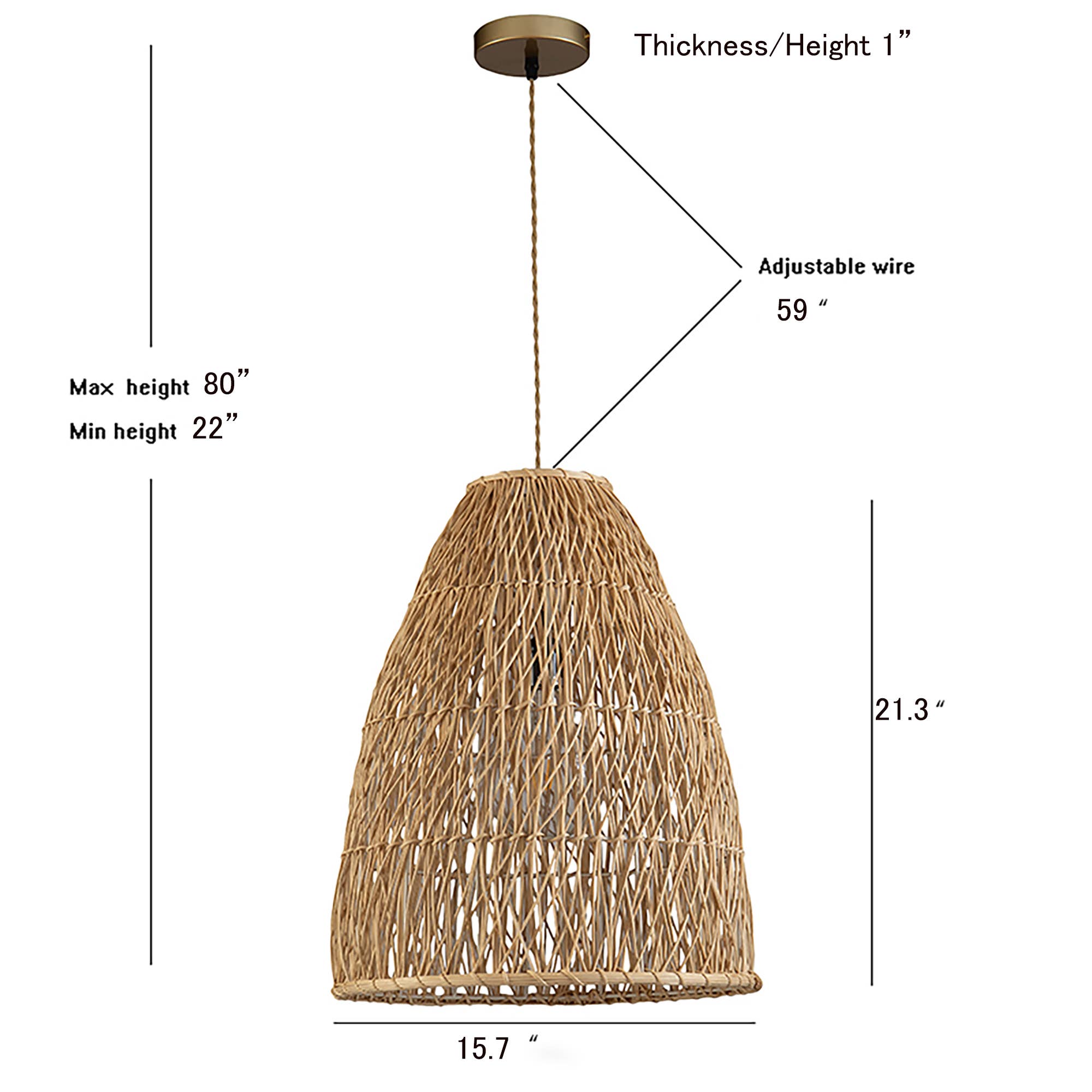ELE Light & Decor - Wholesale Chandelier/Hanging Light - Lisbet Pendant Bell Wicker Rattan Hanging Lamp2