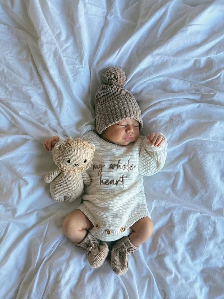 Petite + Co - Wholesale Jumpsuit - Baby - CLASSIC RIBBED ROMPER - MILK | PERSONALISED EMBROIDERY AVAILABLE3