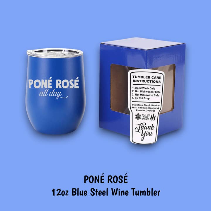PONÉ ROSÉ STÅLVINMUGG för wholesale av Equine & Design, LLC