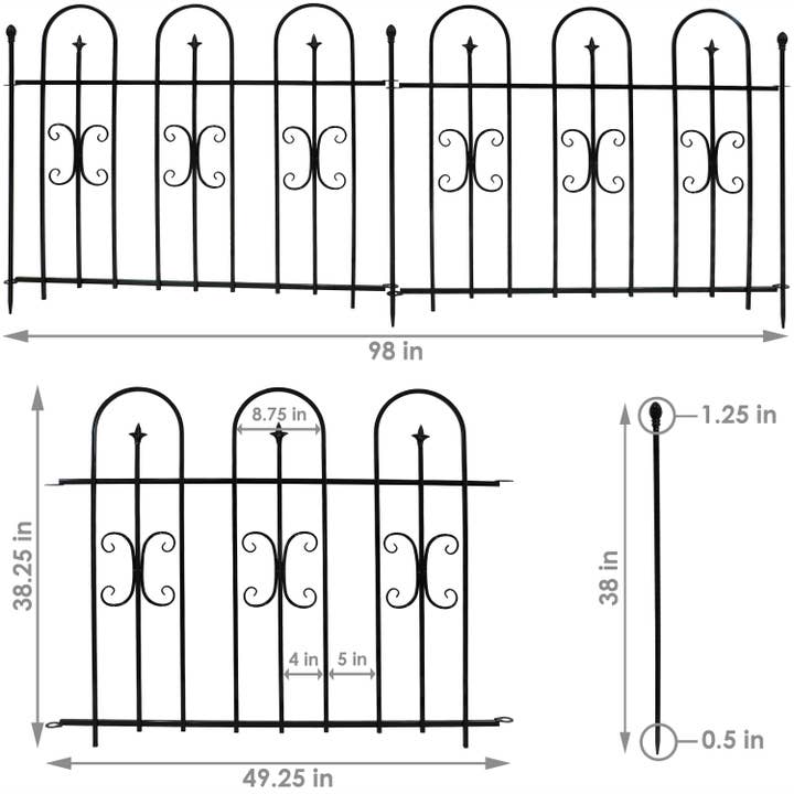 Sunnydaze Decor - Wholesale Outdoor Ornament/Decor - 2-Piece Decorative Finial Garden Landscape Fence - 8 ft4