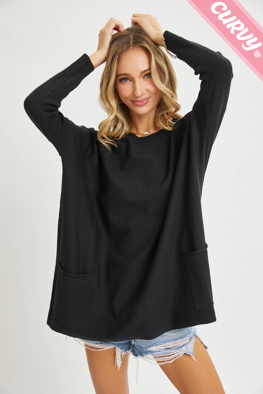 Sweet Lovely by Jen - Wholesale Tunic Sweater - Women's - FRONT POCKET OVERSIZE SWEATER PLUS SIZE27