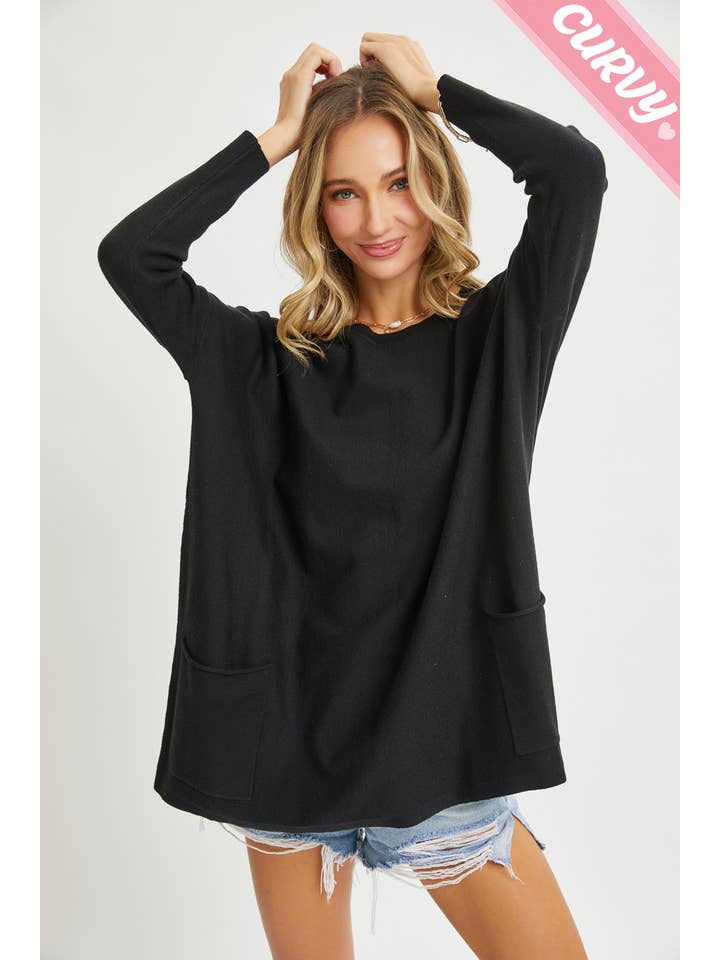 Sweet Lovely by Jen - Wholesale Tunic Sweater - Women's - FRONT POCKET OVERSIZE SWEATER PLUS SIZE27