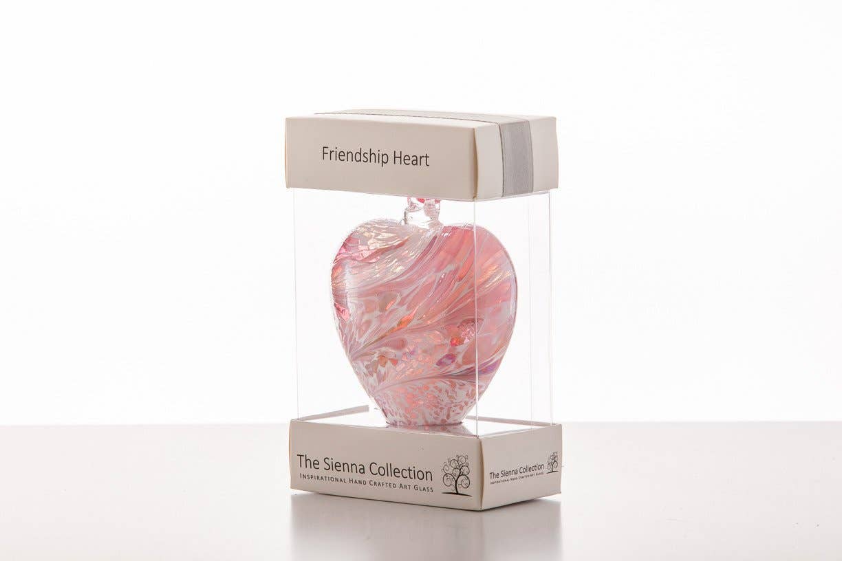 Sienna Glass - Wholesale Ornament - 8cm Friendship Heart - Pastel Silver1