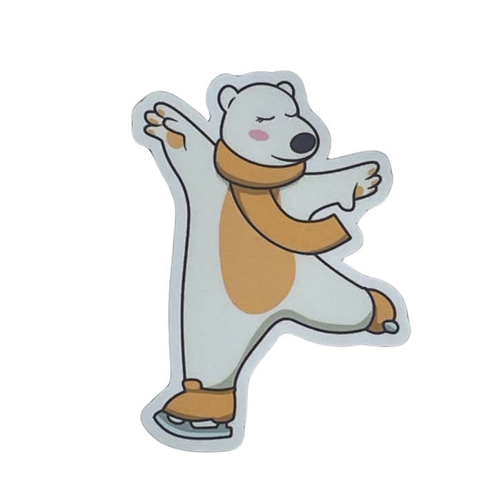 Polar Bear Figure Skating Sticker for wholesale by Denali & Co.