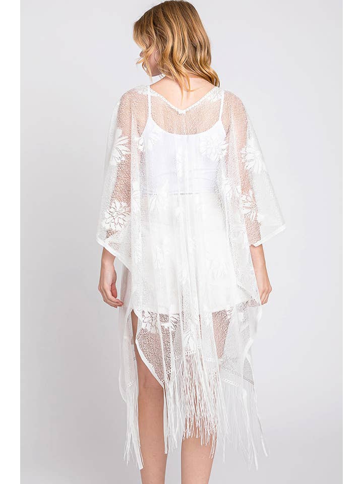 Hana - Wholesale Swim Cover Up - Women's - Floral Lace Summer Poncho Cover Up with Tassel3