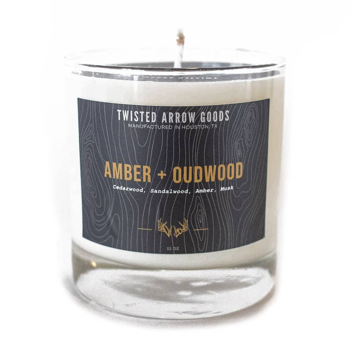 Amber & Oudwood Soy Candle for wholesale by Twisted Arrow Goods