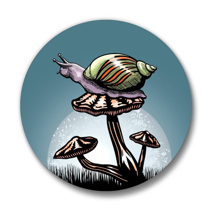 Two Little Fruits - Wholesale Lapel Pin/Button - Snail Illustrated Button Pin – Matte 1.25" 6pk