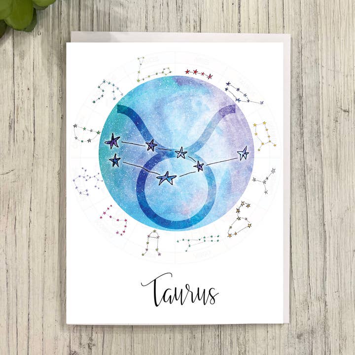 Zodiac - Carte d'anniversaire astrologique du Taureau pour la vente par Great Odin's Hellos