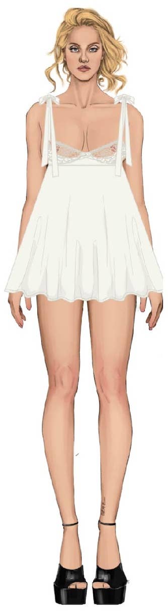 PERLE ELFENBEIN Rosalie Babydoll-Set aus Satin und bestickter Spitze mit G-String für den Großhandel auf Faire12