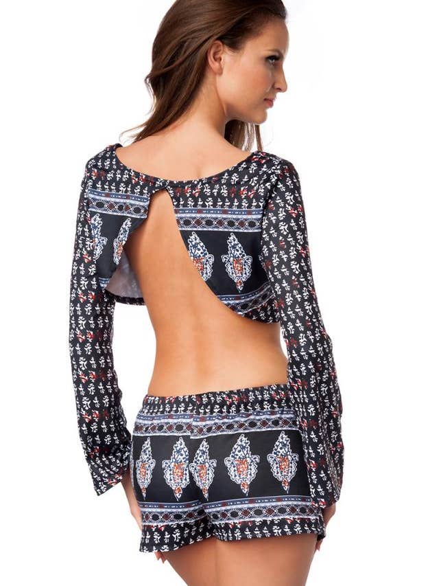 Noir/à motifs Set d'été en vente sur Faire1