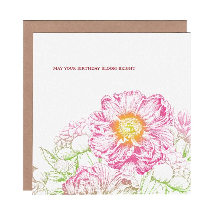 Peony Birthday Bloom gratulationskort för wholesale av Ampersand M Studio