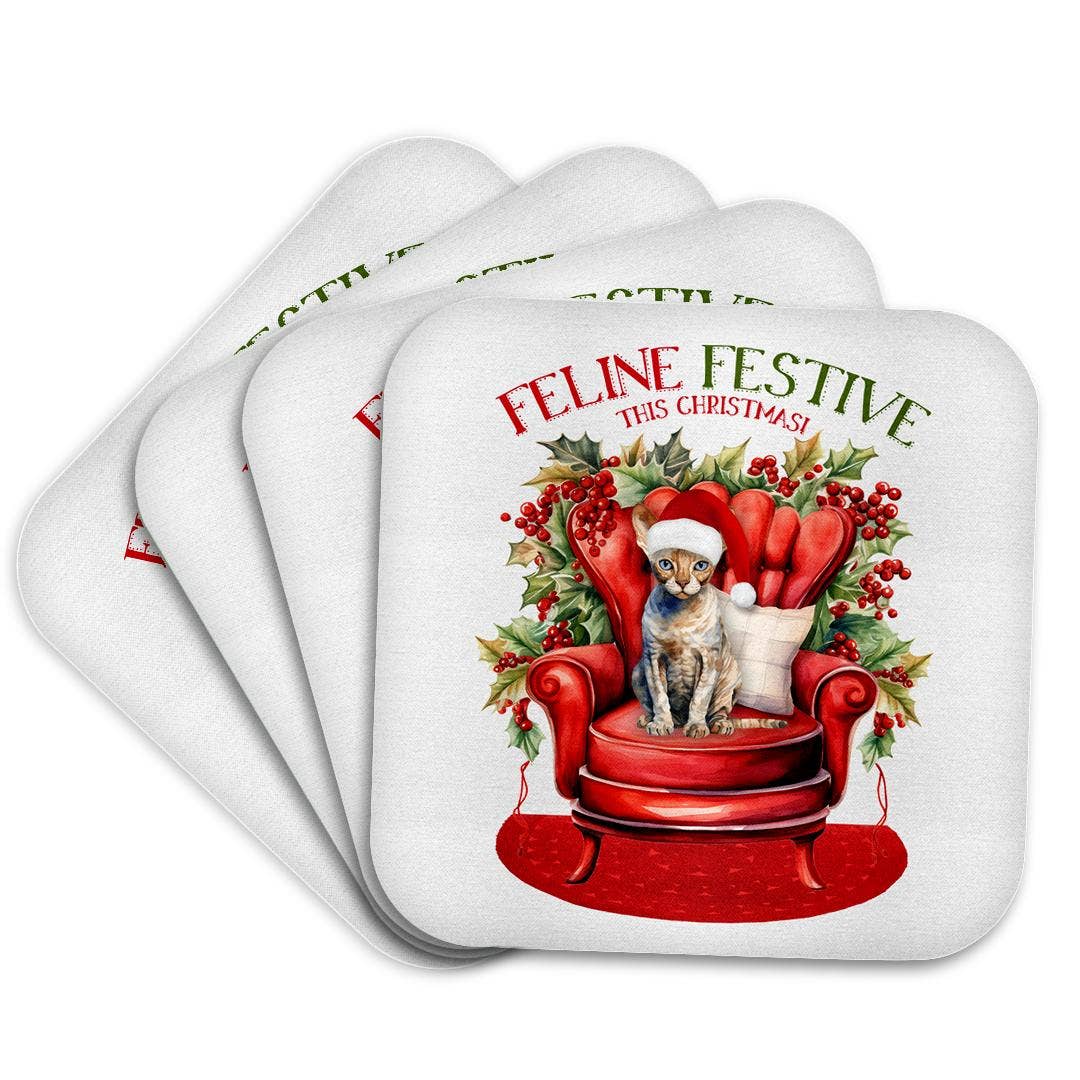 3dRose – Engroshandel Kaffekrus – 3dRose, Søde Devon Rex Kitty til kattemødres julefejring, Bordskåner7
