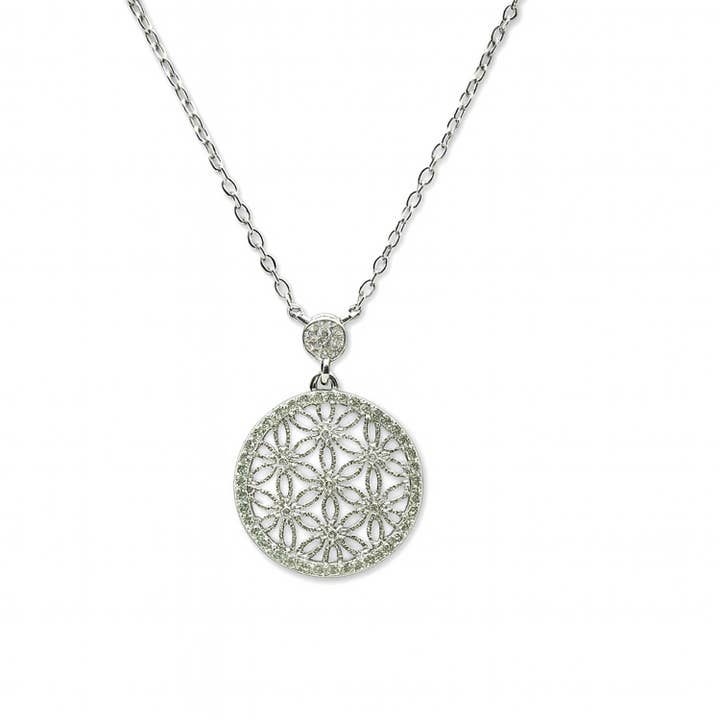 Necklace "Bloom" – 925 silver, ornament with zirconia for wholesale by Impala
