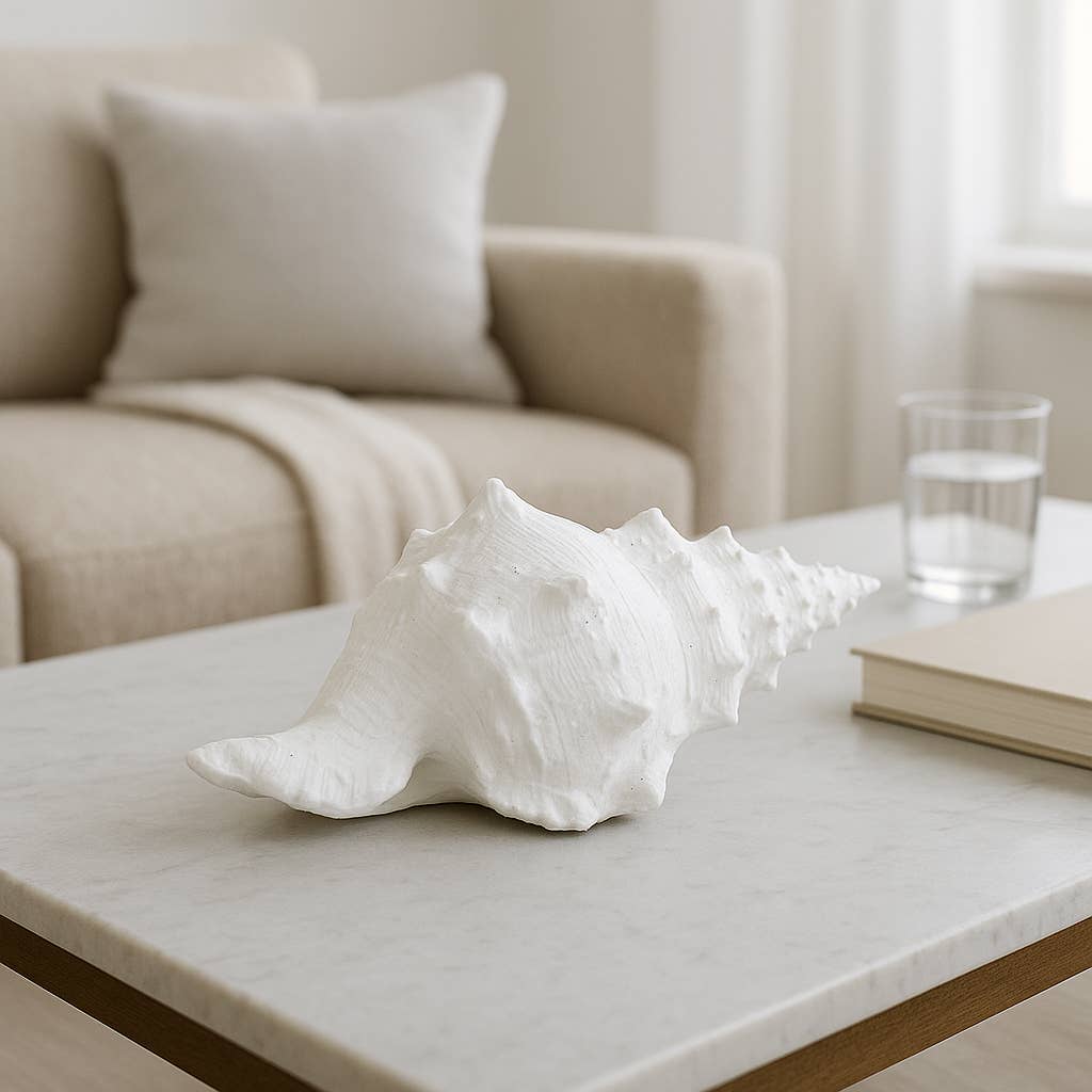 Sagebrook Home - Wholesale Decorative Figurine - Figurine - White Resin Coastal Solid Conch Shell, 10 in.