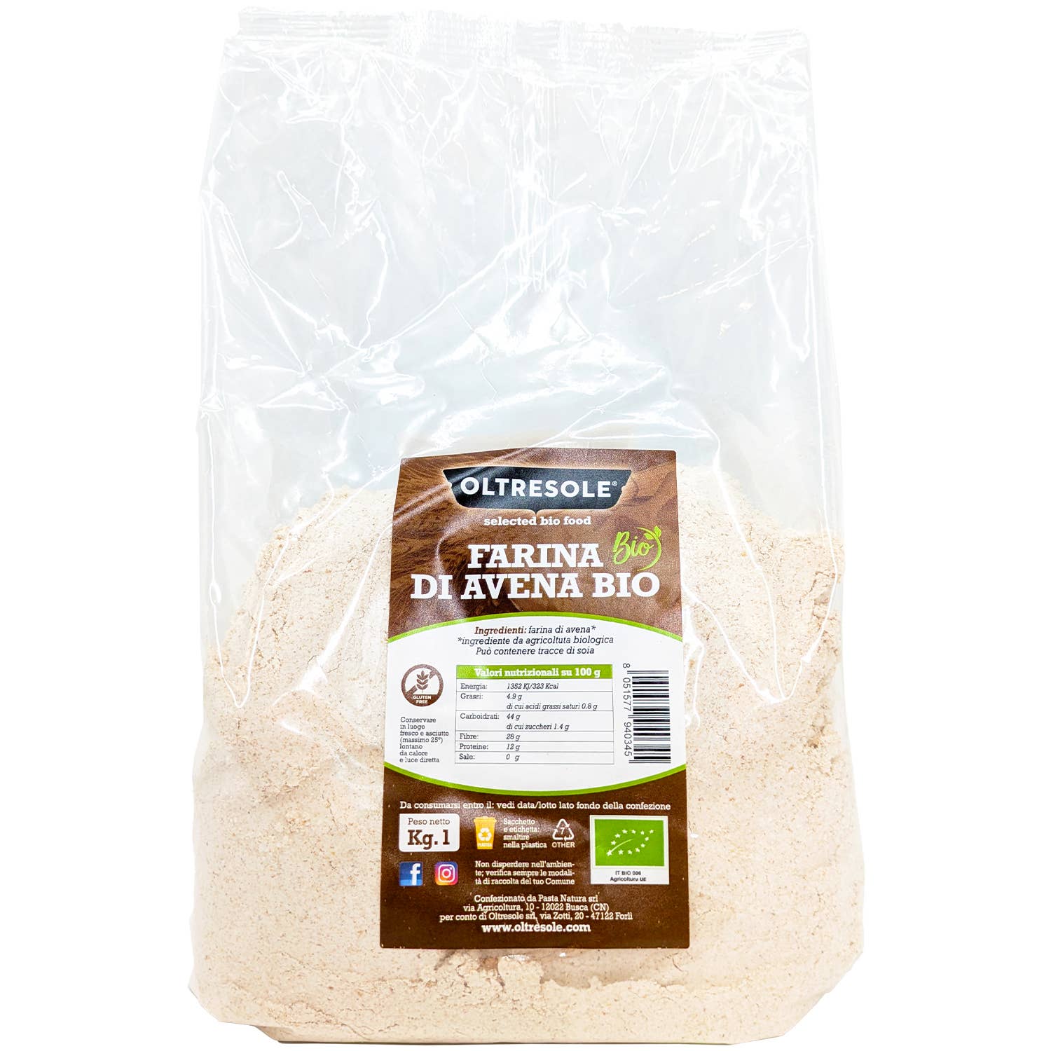 Oltresole - Wholesale Gluten-Free Flour - ORGANIC WHOLE OAT FLOUR 1 Kg0