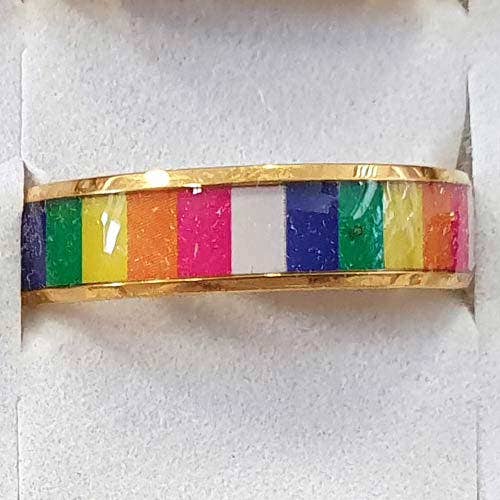 stainless steel ring, gold rainbow for wholesale by EHAWA