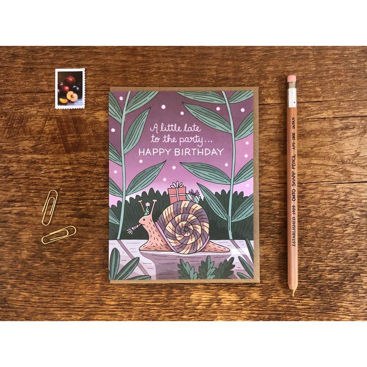 Noteworthy Paper & Press - Wholesale Birthday Card - Belated Birthday Snail Card1