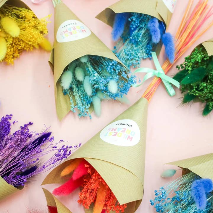 Wildestdreams.flowers - Wholesale Dried/pressed flowers - Hot Pink & Purple Dried Flower Bunch – Vibrant colours 1